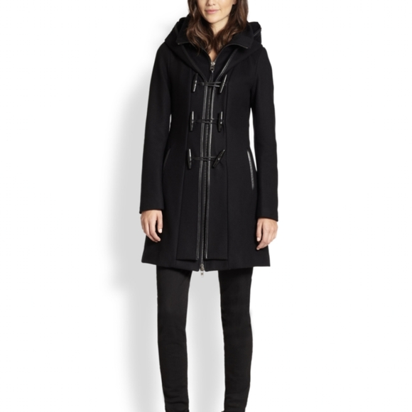 Mackage Steffy Black Wool Coat with Hood - Picture 2 of 9